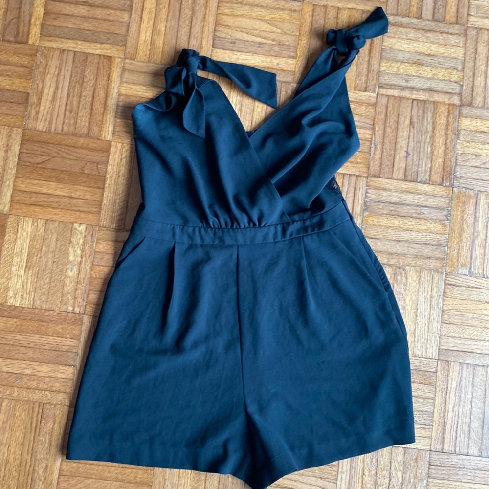 Zara basic black lace romper